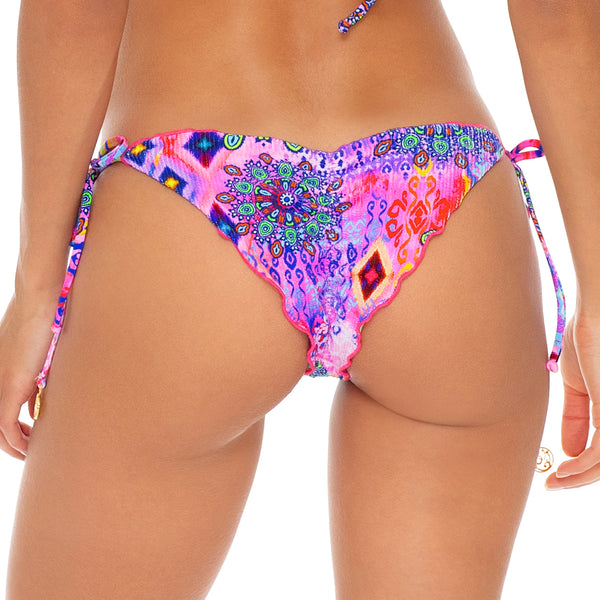 PINK LAGOON - Wavy Ruched Back Brazilian Tie Side Bottom