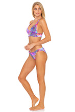 PINK LAGOON - Cross Back Bustier Top & Banded Full Bottom • Multicolor