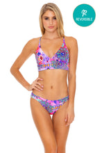 PINK LAGOON - Cross Back Bustier Top & Banded Full Bottom • Multicolor