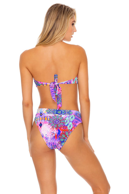 PINK LAGOON - Free Form Bandeau & High Leg Banded Waist Bottom • Multicolor