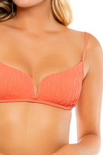 RIVER DANCE - V Splice Bralette & V Cut Hardware Seamless Wavy Back Ruched Bottom • Coastal Coral Runway