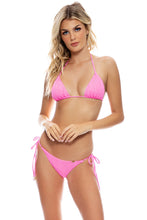 PURA CURIOSIDAD - Triangle Top & Wavy Ruched Back Tie Side Bottom • Miami Vice Pink