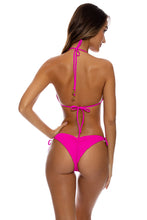 PURA CURIOSIDAD - Triangle Top & Seamless Wavy Ruched Back Tie Side Bottom • Kiss Me Pink