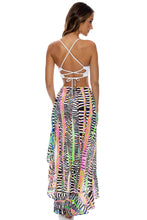 LULI DISCO - Underwire Top & Ruffle High Lo Slit Skirt • White