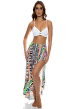 LULI DISCO - Underwire Top & Ruffle High Lo Slit Skirt • White