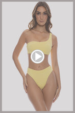 PURA CURIOSIDAD - One Shoulder Lace Back Top & High Leg Banded Waist Bottom • Sun Rays