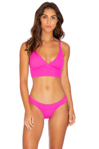 PURA CURIOSIDAD - Cross Back Bustier Top & Banded Moderate Bottom • Pretty Pink