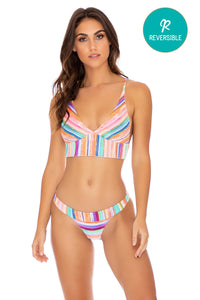 HEAT WAVES - Cross Back Bustier Top & Banded Moderate Bottom • Multicolor