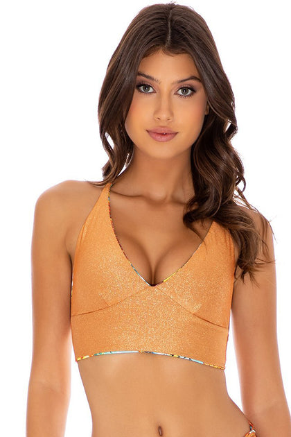 JUST WING IT - Cross Back Bustier Top & Drawstring Side  Bottom • Multicolor