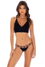 JUNGLE GLOW - Cross Back Bustier Top & Banded Moderate Bottom • Multicolor