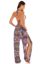 TIKI BABE - Triangle Halter Top & Split Side Wide Leg Pant • Multicolor
