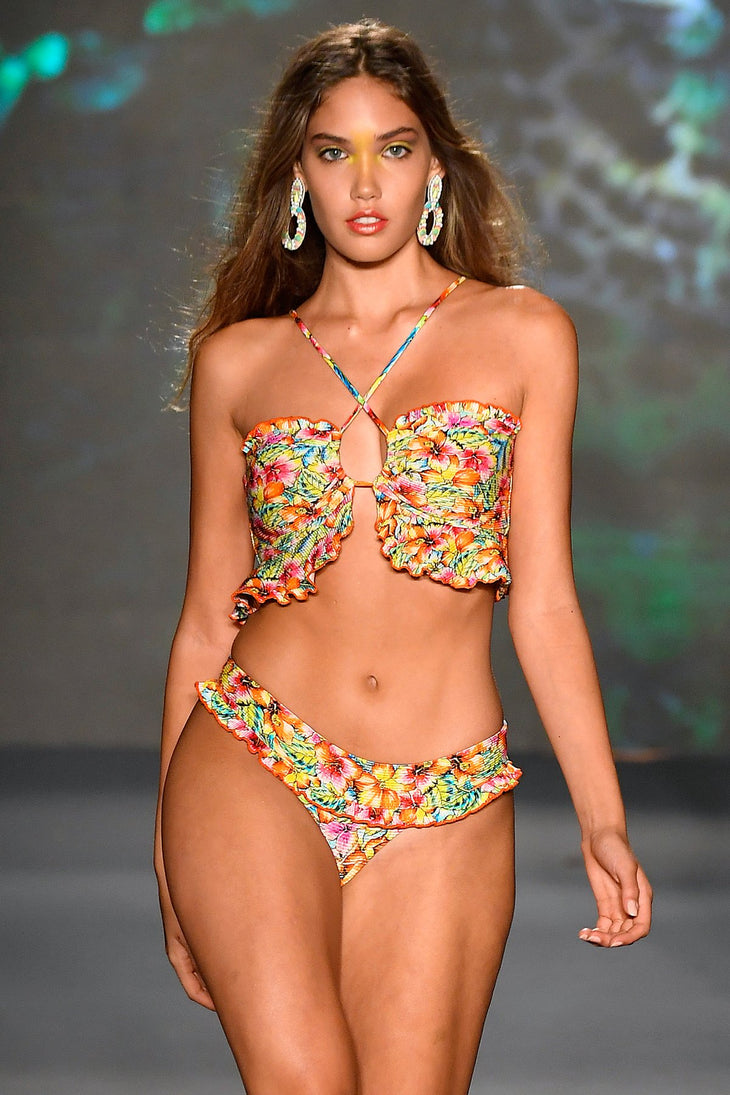 WILD FLOWER - Bandeau Top & Banded Moderate Bottom • Multicolor Runway