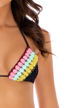 NIGHT LIGHTS - Triangle Top & Wavy Ruched Back Tie Side Bottom • Black