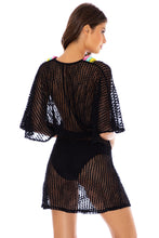 NIGHT LIGHTS - V neck Short Dress • Black