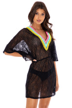 NIGHT LIGHTS - V neck Short Dress • Black