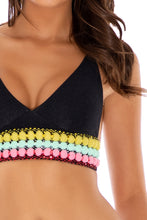 NIGHT LIGHTS - Cross Back Bustier Top & Banded Full Bottom • Black