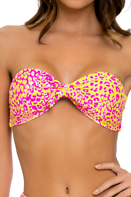 WILD SWEETHEART - Knot Bow Bandeau Top & High Leg Tie Front Bottom • Multicolor