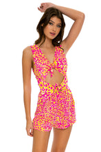 WILD SWEETHEART - Double Front Knot Open Back Romper • Multicolor