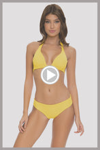 PLAYA VIBES - Triangle Halter Top & Seamless Full Ruched Back Bottom • Yellow