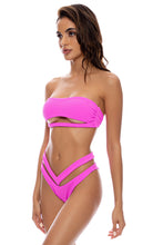 PLAYA VIBES - Open Front Bandeau & Strappy High Leg Brazilian Scrunch Bottom • Blushin