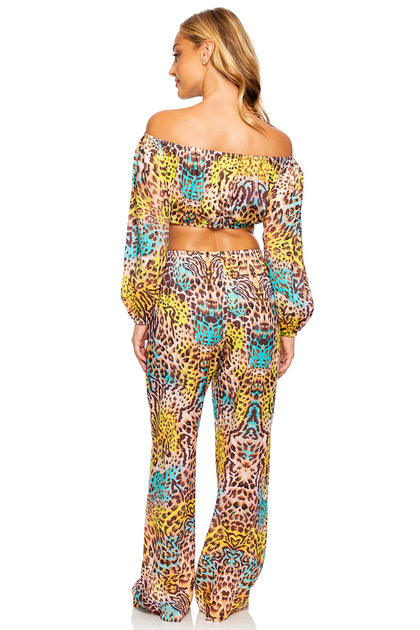 DIOSA SALVAJE - Crop Top & Flare Bottom Pants • Multicolor