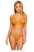 LULI DIVA - Cross Back Bustier Top & Banded Full Bottom • Bronze