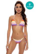 MIAMI SUNSETS - Triangle Top & Wavy Ruched Back Tie Side Bottom • Multicolor