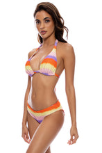 MIAMI SUNSETS - Triangle Halter Top & Seamless Full Ruched Back Bottom • Multicolor