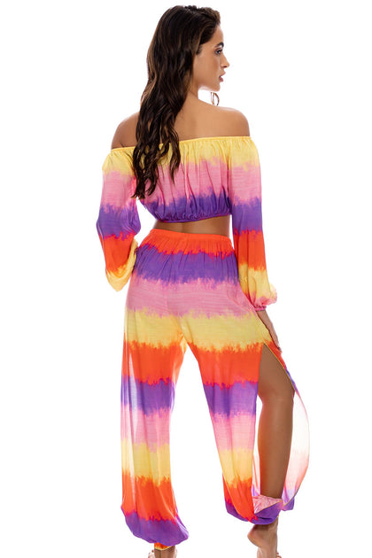 MIAMI SUNSETS - Crop Top & Split Side Jogger Pant • Multicolor