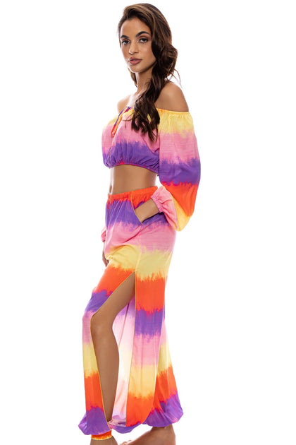 MIAMI SUNSETS - Crop Top & Split Side Jogger Pant • Multicolor
