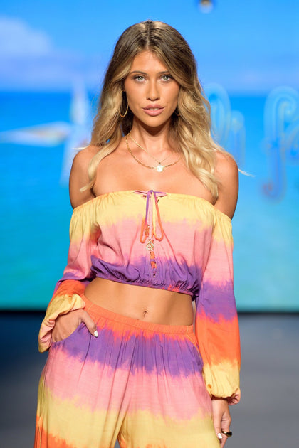 MIAMI SUNSETS - Crop Top & Split Side Jogger Pant • Multicolor Runway