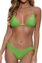 STARDUST - Stitch Triangle Top & Stitch Wavy Back Ruched Brazilian Bottom • Lime
