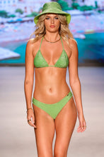STARDUST - Stitch Triangle Top & Stitch Wavy Back Ruched Brazilian Bottom • Lime Runway