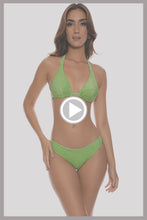 STARDUST - Stitch Triangle Halter Top & Stitch Full Ruched Back Bottom • Lime