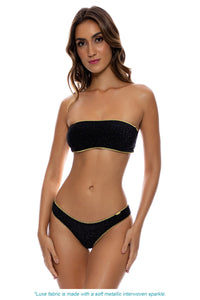 STARDUST - Free Form Bandeau & Seamless Wavy Ruched Back Bottom • Black