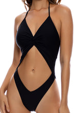 TWISTED BEAUTY - Front Twist Cut Out Monokini • Black