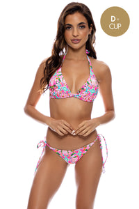OCEAN DRIVE EUPHORIA - Triangle Halter Top & Wavy Ruched Back Full Tie Side Bottom • Multicolor