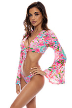 OCEAN DRIVE EUPHORIA - Bell Sleeve Crop Top & High Leg Brazilian Bottom • Multicolor