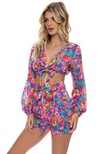 WATER BLOSSOMS - Tie Front Crop Top & Tie Waist Bermuda Shorts • Electric Coral