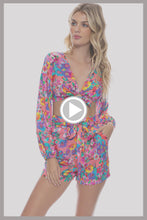 WATER BLOSSOMS - Tie Front Crop Top & Tie Waist Bermuda Shorts • Electric Coral