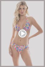 WATER BLOSSOMS - Triangle Halter Top & Drawstring Side Full Bottom • Electric Coral