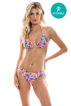 WATER BLOSSOMS - Triangle Halter Top & Drawstring Side Full Bottom • Electric Coral