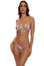 WATER BLOSSOMS - Multiway Scrunched Cup Bandeau & Seamless String Brazilian Tie Side Bottom • Electric Coral