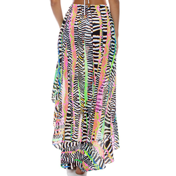 LULI DISCO - Ruffle High Lo Slit Skirt