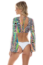 LULI DISCO - Bell Sleeve Crop Top & Seamless Wavy Ruched Back Bottom • Multicolor