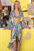 LULI DISCO - Bell Sleeve Crop Top & Ruffle High Lo Slit Skirt • Multicolor Campaign