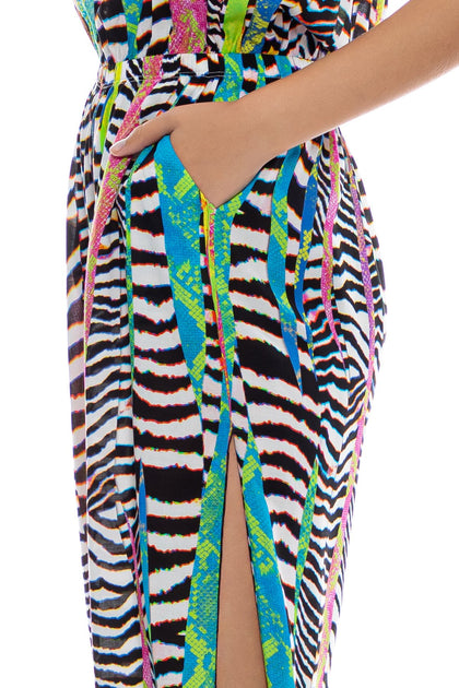 LULI DISCO - Strapless Ruffle Jogger Jumpsuit • Multicolor