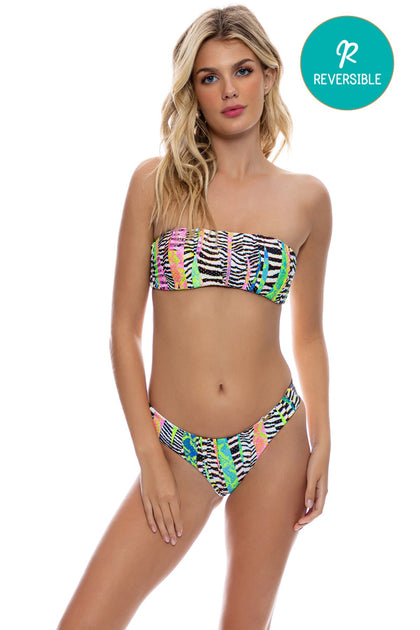 LULI DISCO - Free Form Bandeau & Seamless Wavy Ruched Back Bottom • Multicolor