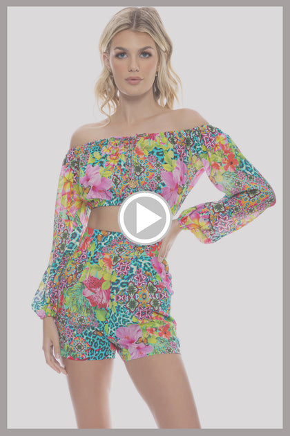 LULI ISLAND - Crop Top & Shorts • Multicolor