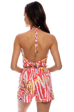 LOVE ME WILD - Front Twist Halter Short Romper • Multicolor